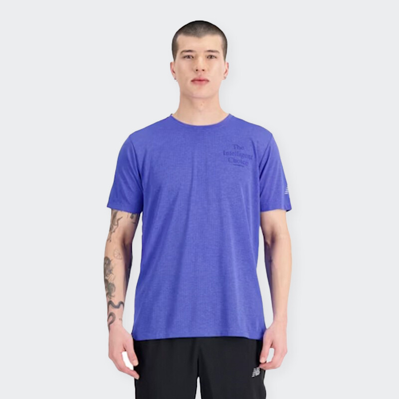 Remera New Balance Impact Run Sleeve Azul