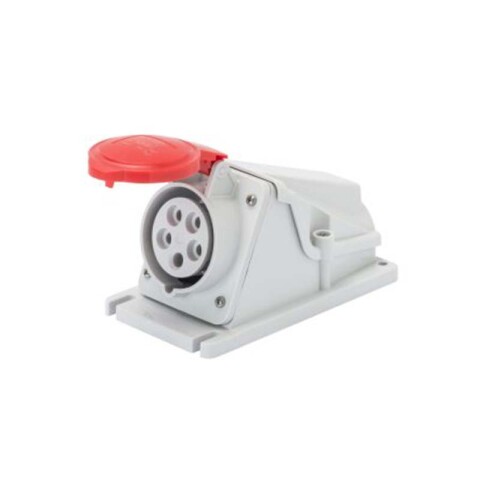 Tomacorriente exterior industrial 3P+T+N 16A 6HS 380V roja IP44 GG2482