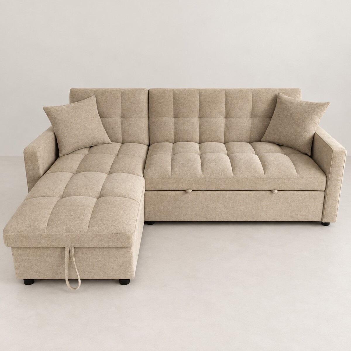 Sofa Cama con Baúl 2 Cuerpos Beige Sessel 