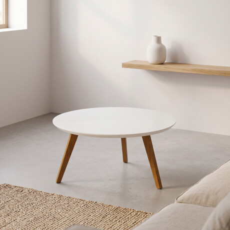 Mesa de Centro Classic - Redonda Off White y Natural