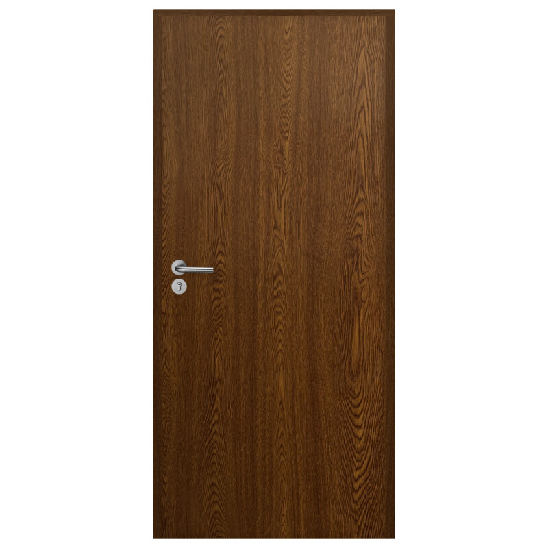 Puerta Interior en MDF con Marco y Cerradura Lumax Marrón Oscuro Lisa Herraje Plateado