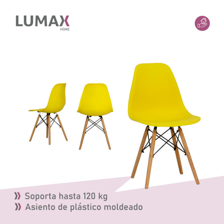 Juego de comedor Con Mesa Circular de 80cm + 2 Sillas Eames Amarllo