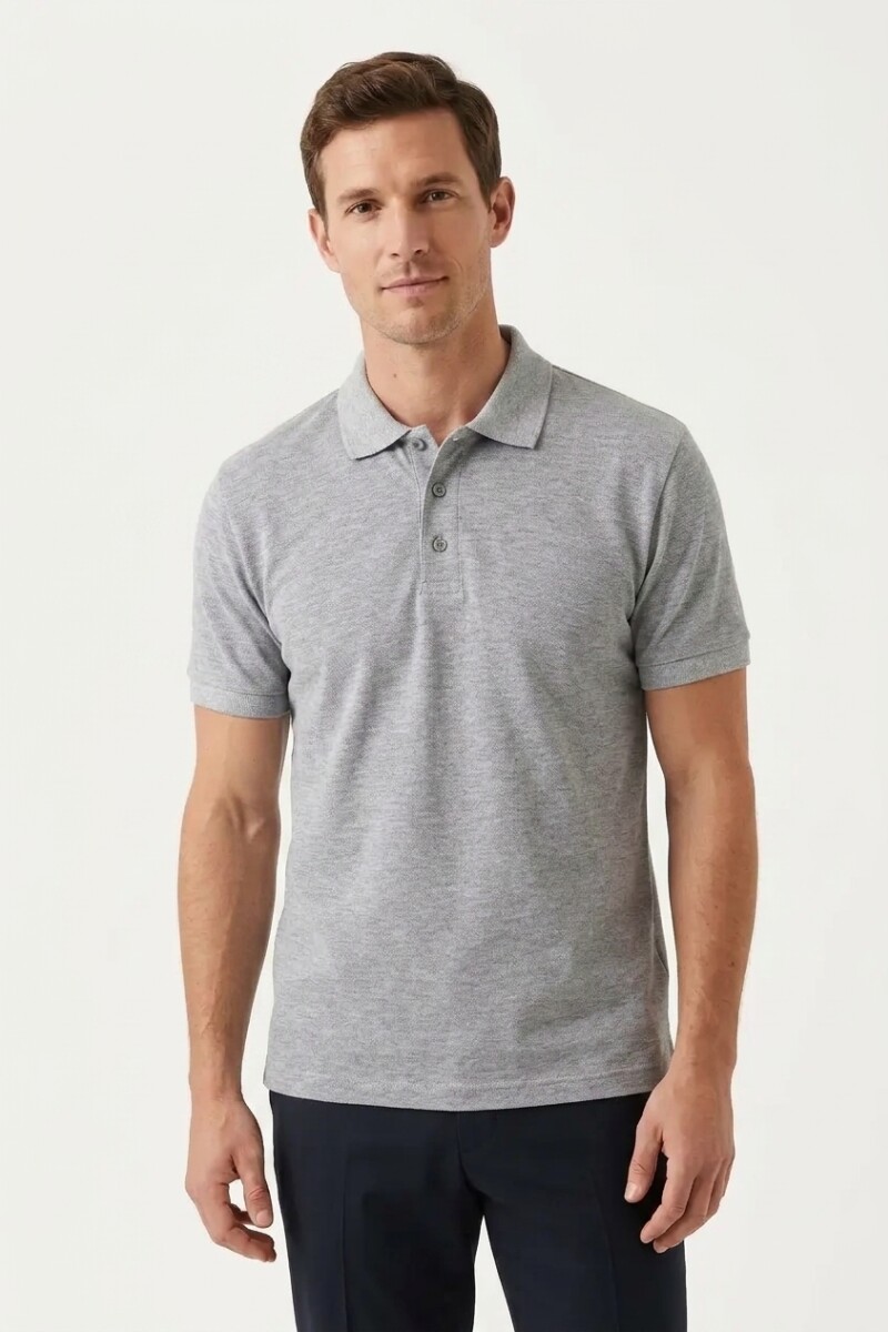 Remera m/c polo basica GRIS MELANGE