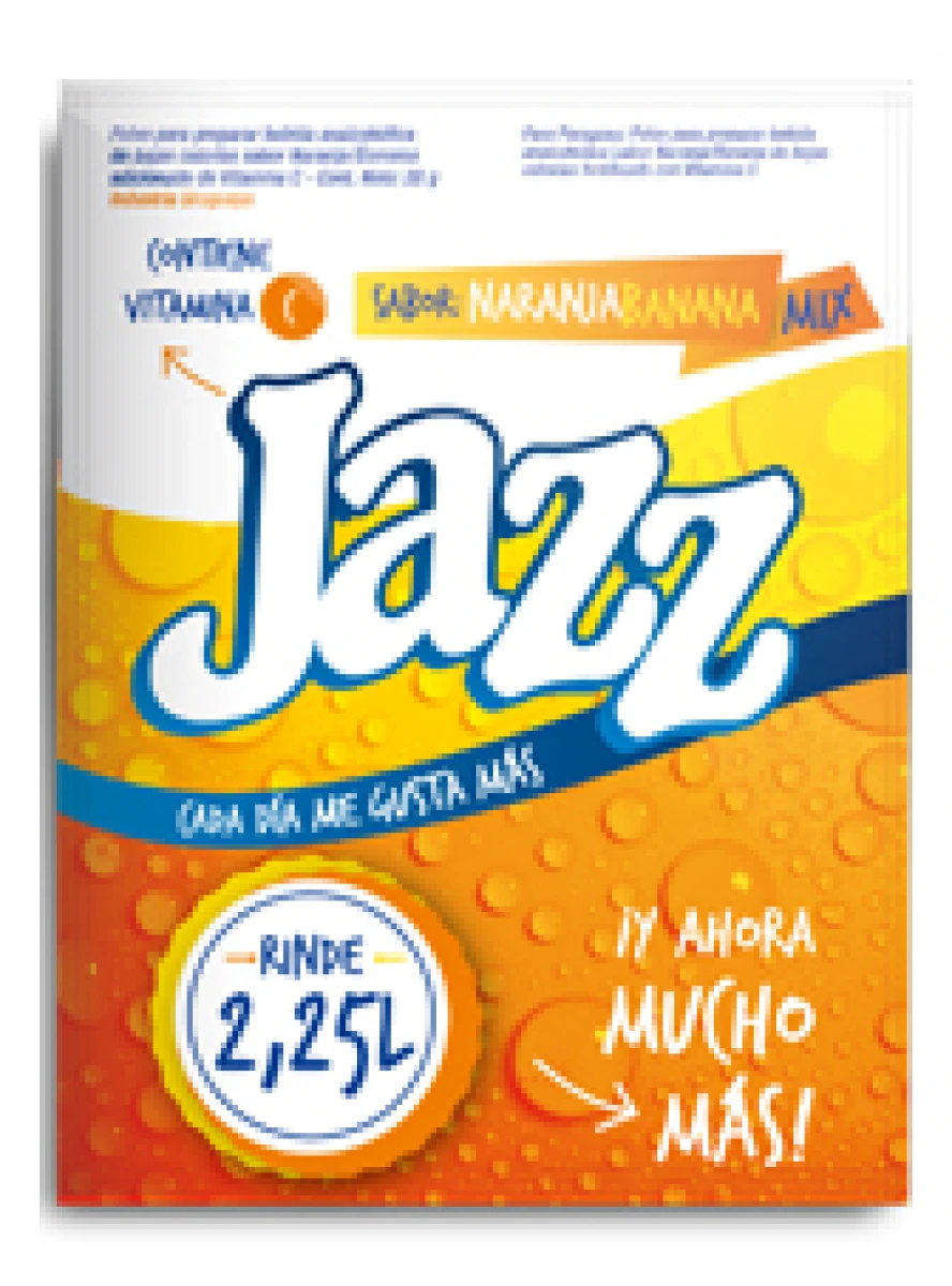 REFRESCO EN POLVO JAZZ NARANJA/BANANA 2.25 LT 