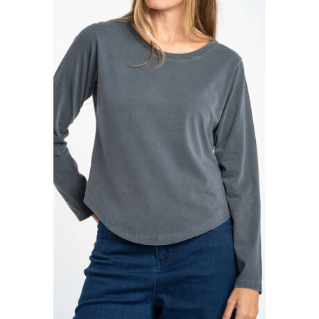 Remera Algodon Lavado Gris