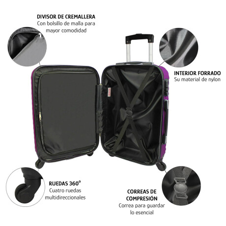 Valija CarryOn Rígida con 4 Ruedas 360° Candado Incorporado Violeta
