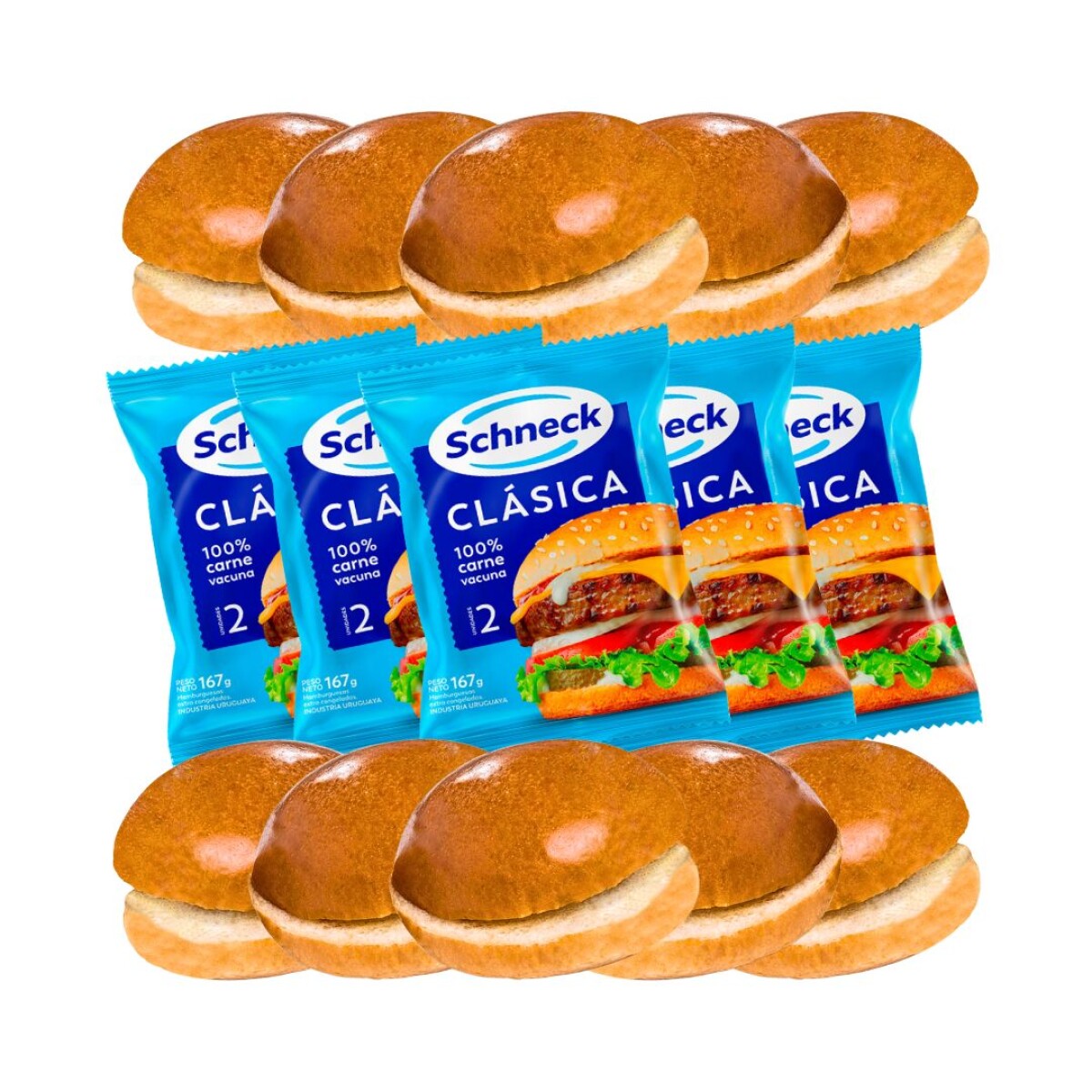 Pack Combo Hamburguesas Schneck + Panes - 10 + 10 ud. 