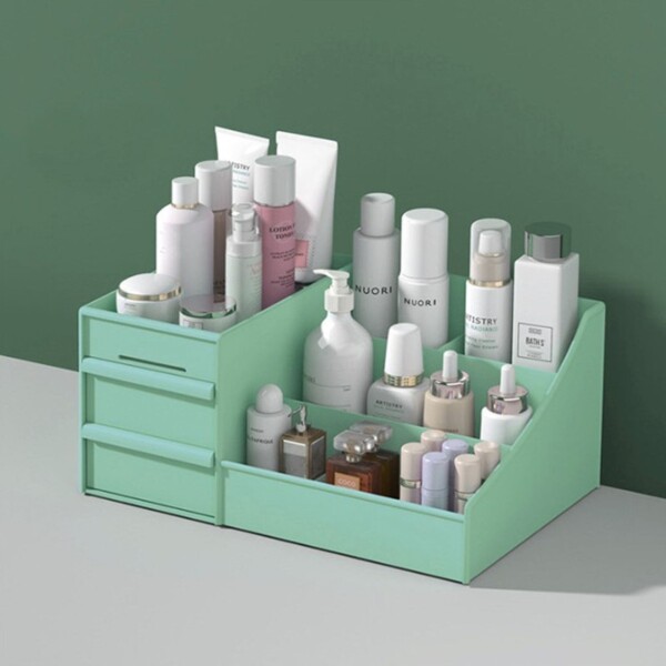 Caja Organizadora Grande Cosméticos Escritorio Tocador Color Variante Verde