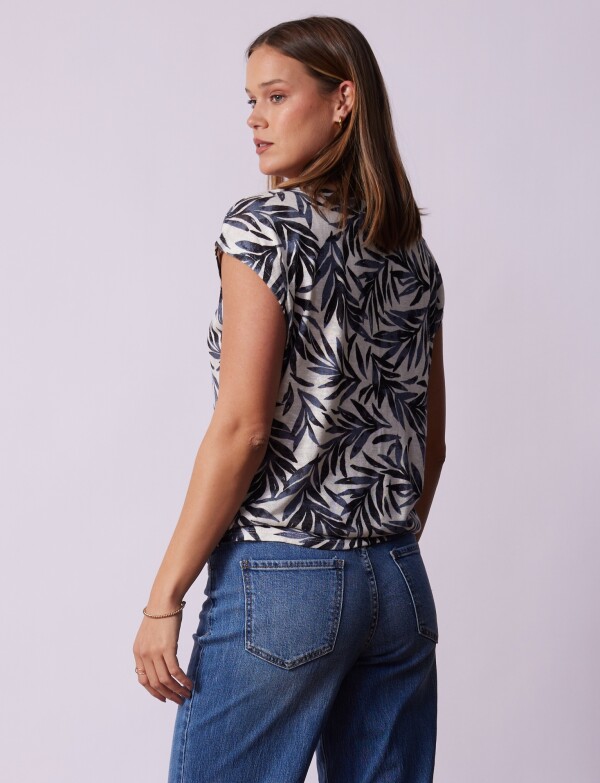 Blusa Botones Nudo MULTI/AZUL