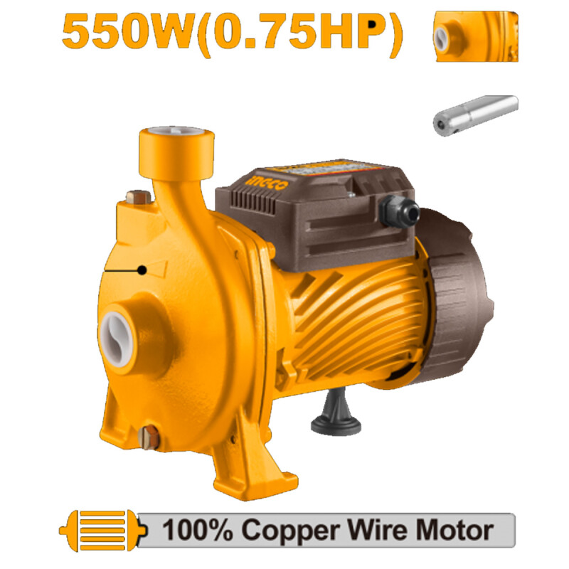 BOMBA CENTRIFUGA 3/4HP 550W INGCO 108L/MIN ALTURA 27M SUCCION 8M CPM55068 BOMBA CENTRIFUGA 3/4HP 550W INGCO 108L/MIN ALTURA 27M SUCCION 8M CPM55068