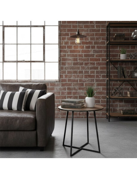 MESA AUXILIAR REDONDA 40X40X40CM MADERA Y METAL MESA AUXILIAR REDONDA 40X40X40CM MADERA Y METAL