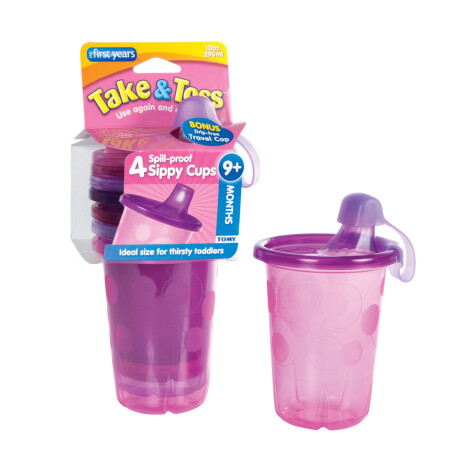Pack x4 Vasos Sippy con Boquilla lila/rosado