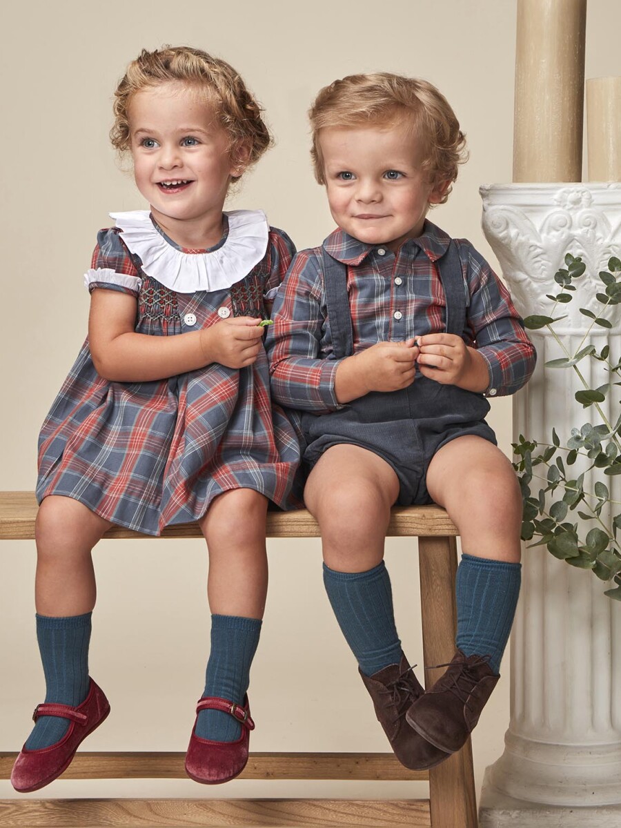 Camisa Cuadro Tartan Azul Pato
