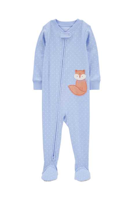 Pijama uno pieza de algodón, con pie, estampa zorro Sin color