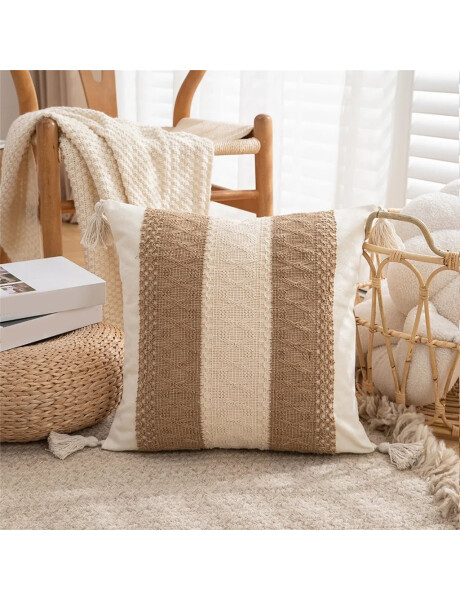 ALMOHADON CON TEJIDO 45x45CM NATURAL/BLANCO ALMOHADON CON TEJIDO 45x45CM NATURAL/BLANCO