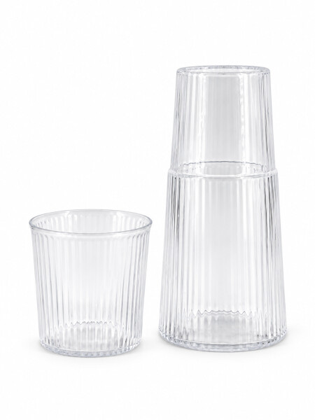 BOTELLA DE VIDRIO CON TAPA VASO TRANSPARENTEGenérico
