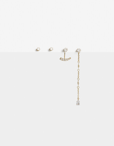 Aros Colgantes Largos Cubic zirconia Set De Aros Cubic Dorado - Dorado