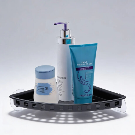 Organizador Esquinero c/Ventosa Práctica Ducha Baño Plástico Negro