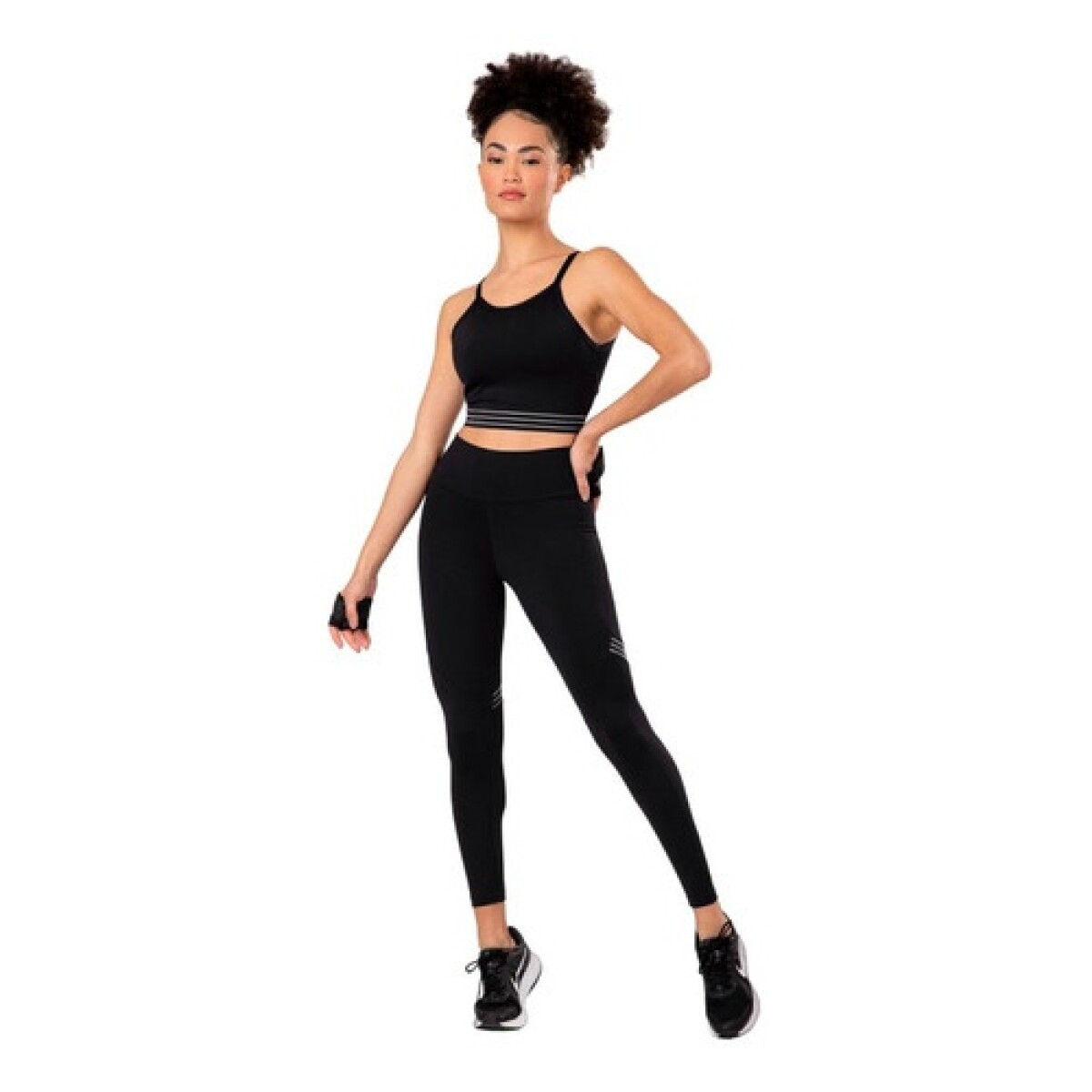 Top deportivo para dama Graphene Negro con Rayas 