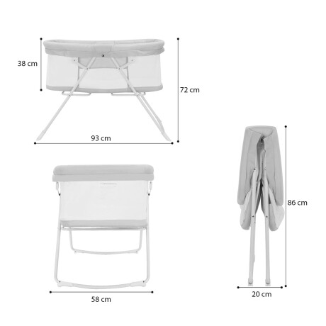 Cuna Moisés Colecho con Colchón Plegable Portátil para Bebé Gris
