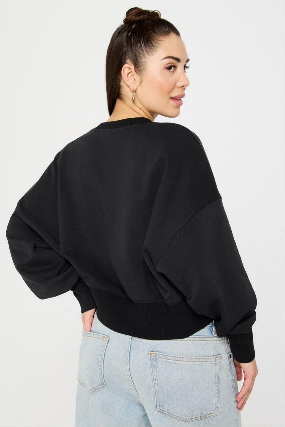 Polera Year Round Terry Crew Neck Sweatshirt Mujer Black