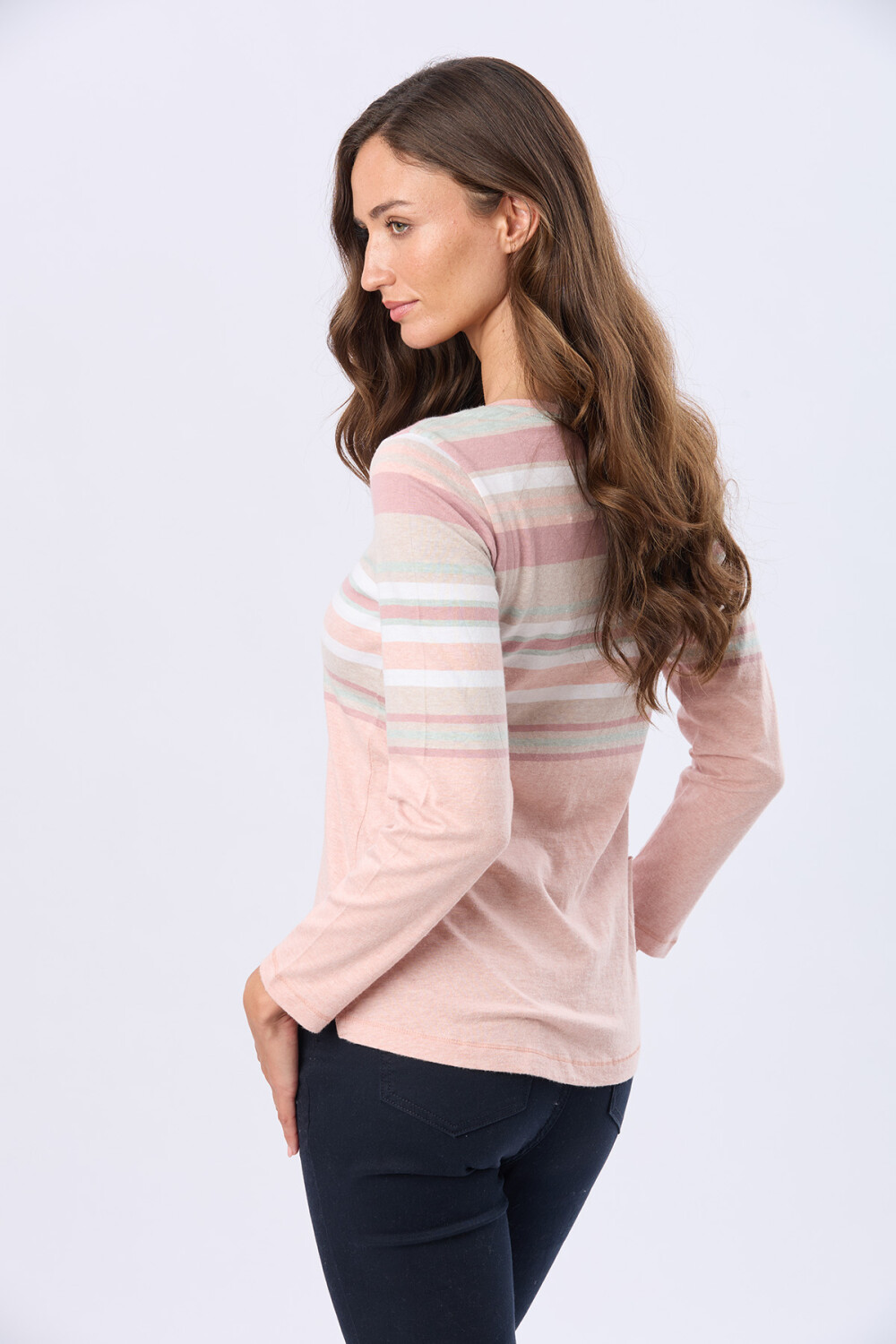 REMERA RAYADA DE ALGODÓN Coral