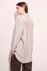 Blusa Raya Negra Y Cruda Cafe