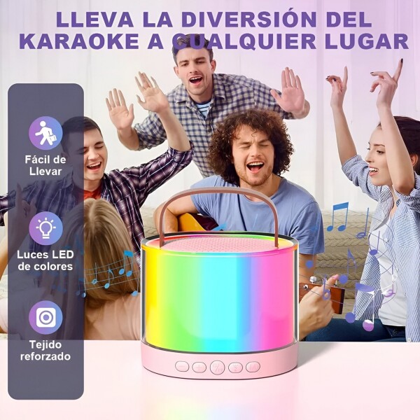 Parlante Bluetooth Karaoke Con Micrófono Portatil Luces Rgb® Variante Color Rosa