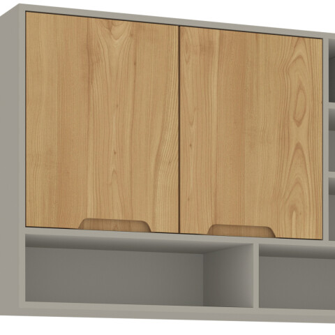 Aéreo Alacena Modular de Cocina con Vinera en MDP - Madera - Línea Melilla - Cinza Aéreo Alacena Modular de Cocina con Vinera en MDP - Madera - Línea Melilla - Cinza