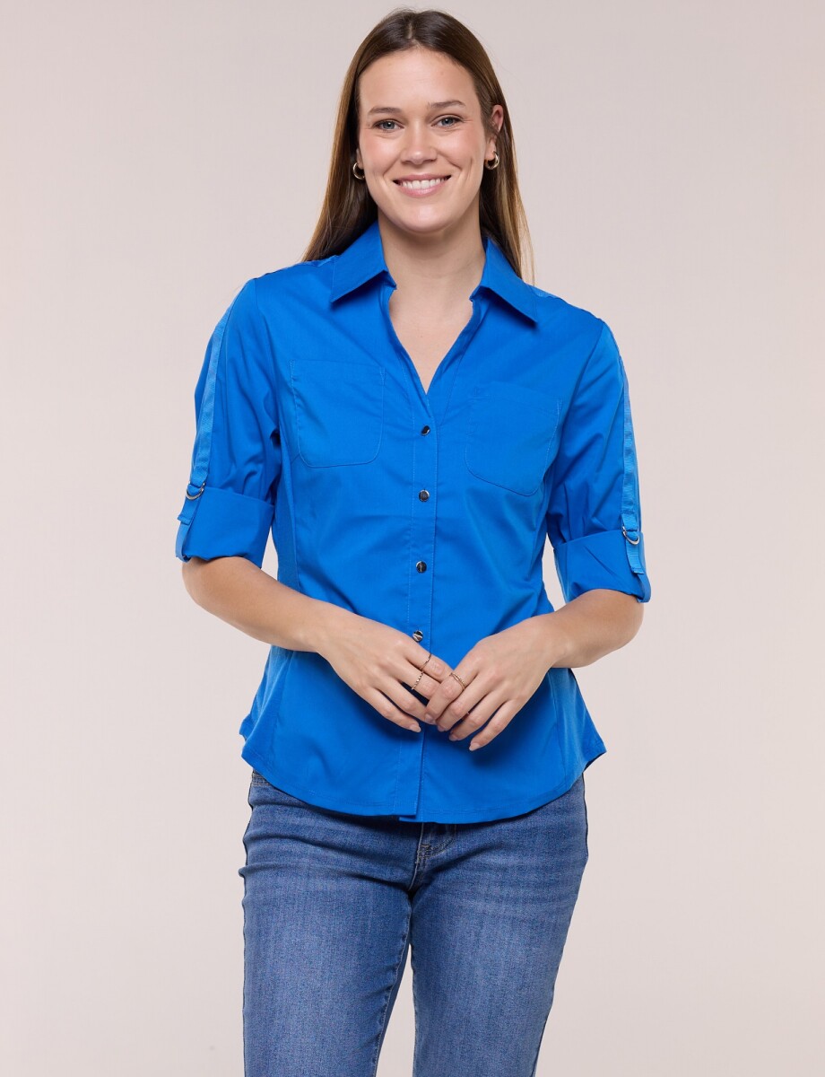 Camisa Algodon Con Laterales Elastizados - Royal 