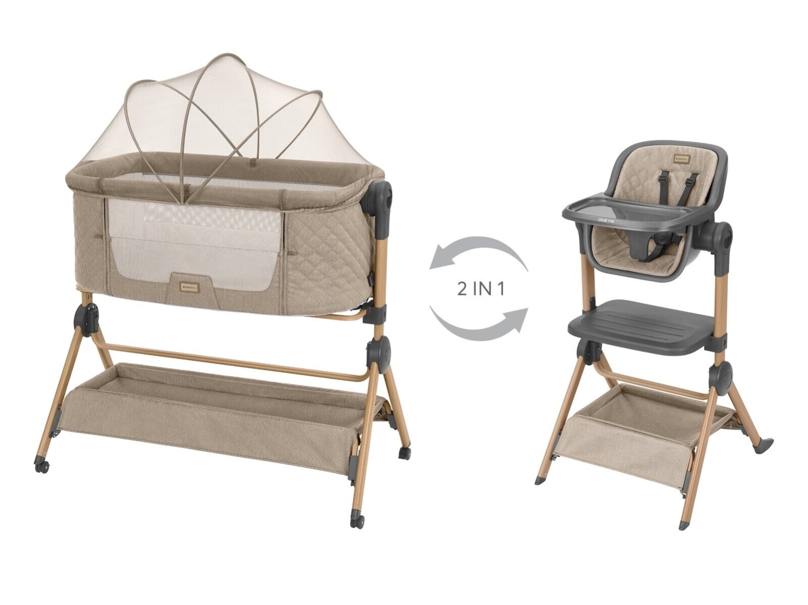 Colecho y silla de comer 2 en 1 SLEAT KIKKABOO - beige 