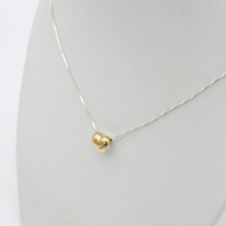 Conjunto de cadena en plata 925 dije pasante en double de oro 18 ktes, CORAZON. Conjunto de cadena en plata 925 dije pasante en double de oro 18 ktes, CORAZON.