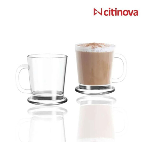 Set X6 Taza de Café c/Asa Arabica en Vidrio 180Ml Citinova Transparente