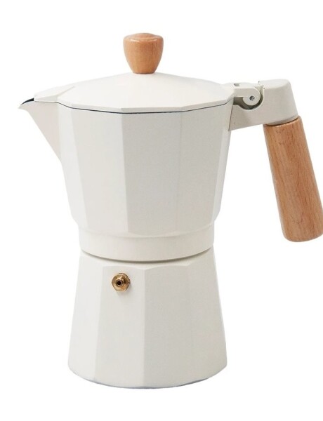 CAFETERA ITALIANA ALUMINIO 300ML 6 TAZAS CREMA MANGO MADERA VARENNA CAFETERA ITALIANA ALUMINIO 300ML 6 TAZAS CREMA MANGO MADERA VARENNA