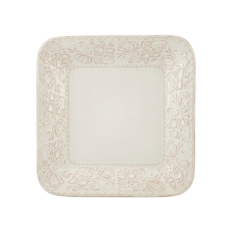 PLATO CUAD PLAYO CERAMICA MARFIL 26.5X26.5CM Unica