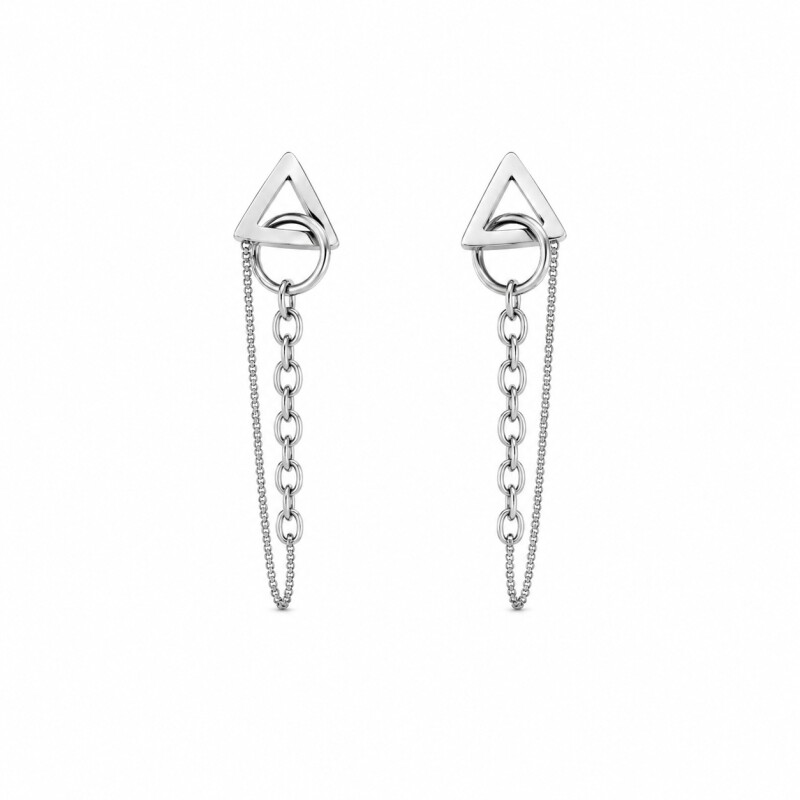 Caravanas de Cadena Plata - Plata 925 - Sin Piedra- CA4141 sinpiedra