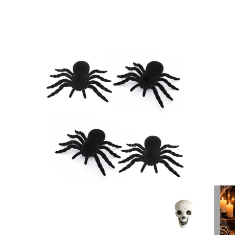 Set 4 Arañas trepadoras Halloween decorativas Negro