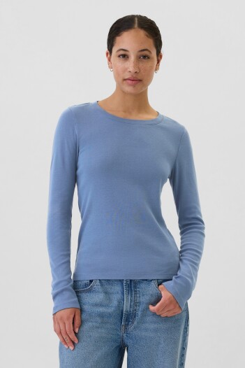Remera Básica Cuello Redondo Manga Larga Mujer Bainbridge Blue