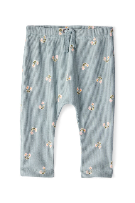 Set dos piezas de algodón, pantalón y body, diseño floral Set dos piezas de algodón, pantalón y body, diseño floral