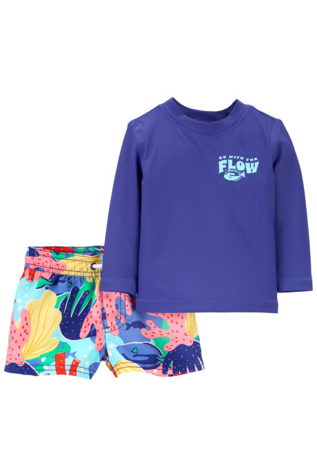 Traje de baño dos piezas con protección UPF 50+ estampado Sin color