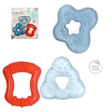 Set X3 Mordillos Mordedores Refrigerantes Para Dientes AZUL-ROJO