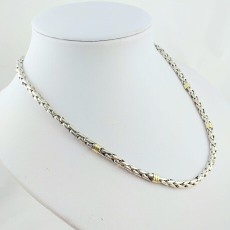 Cadena de plata 925 con detalles de double en oro 18 Ktes. Cadena de plata 925 con detalles de double en oro 18 Ktes.