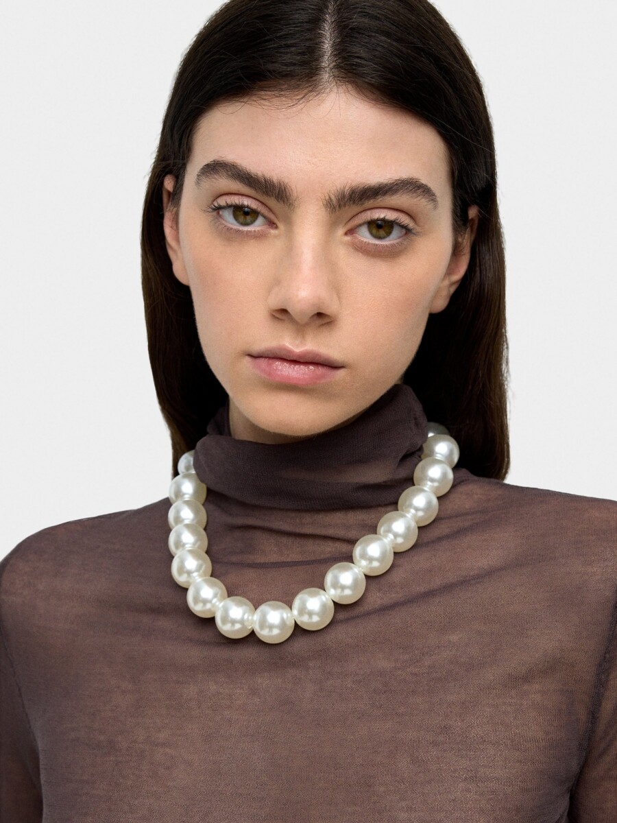Collar Corto De Perlas blanco