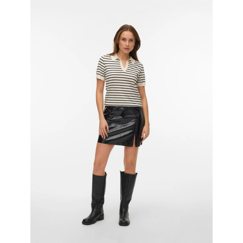 VMSILJE SS POLONECK PULLOVER Birch stripes Black