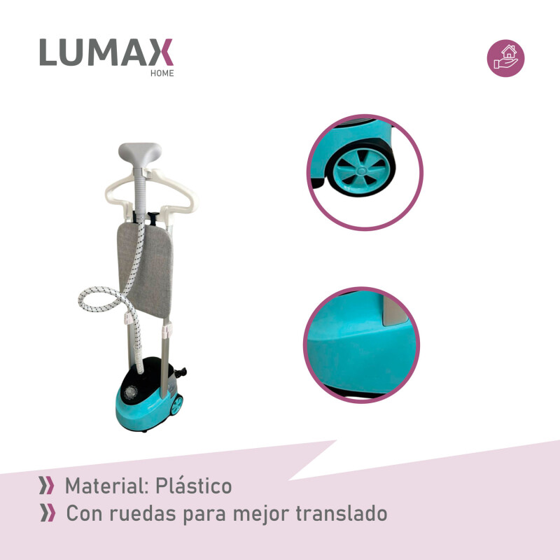 Plancha Vertical a Vapor Lumax Portátil 1,6L Verde Negro