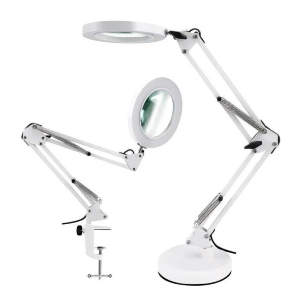 Lampara Aro Luz Led Lupa Aumento 2 En 1 Escritorio Y Morsa Color Variante Blanco
