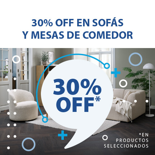 Sofás y mesas de comedor 30% OFF