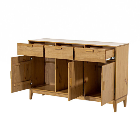 APARADOR BUFFET DE 3 PUERTAS 3 CAJONES EN MADERA MACIZA MARRÓN