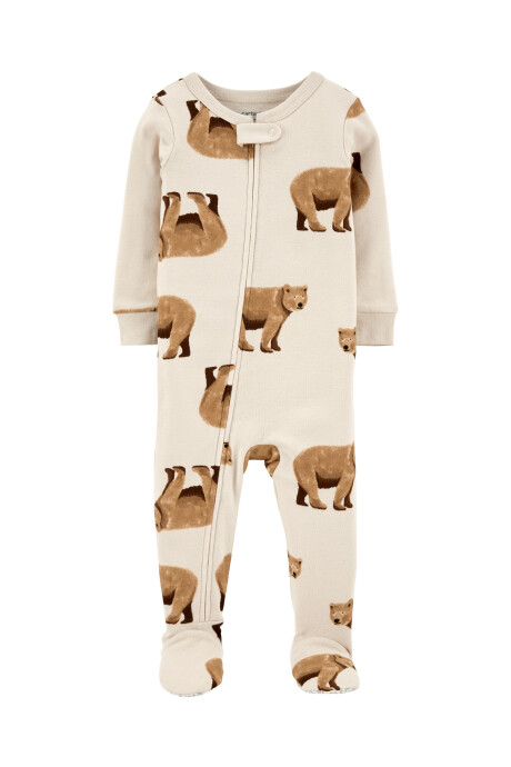Pijama de Algodón de Una Pieza con Pie y Ajuste 100% Perfecto Osos 0