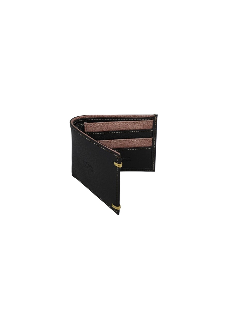 Billetera con detalle de costura a mano - Negro 